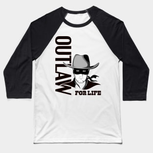 Cowboy Art | Outlaw For Life Line Art Baseball T-Shirt